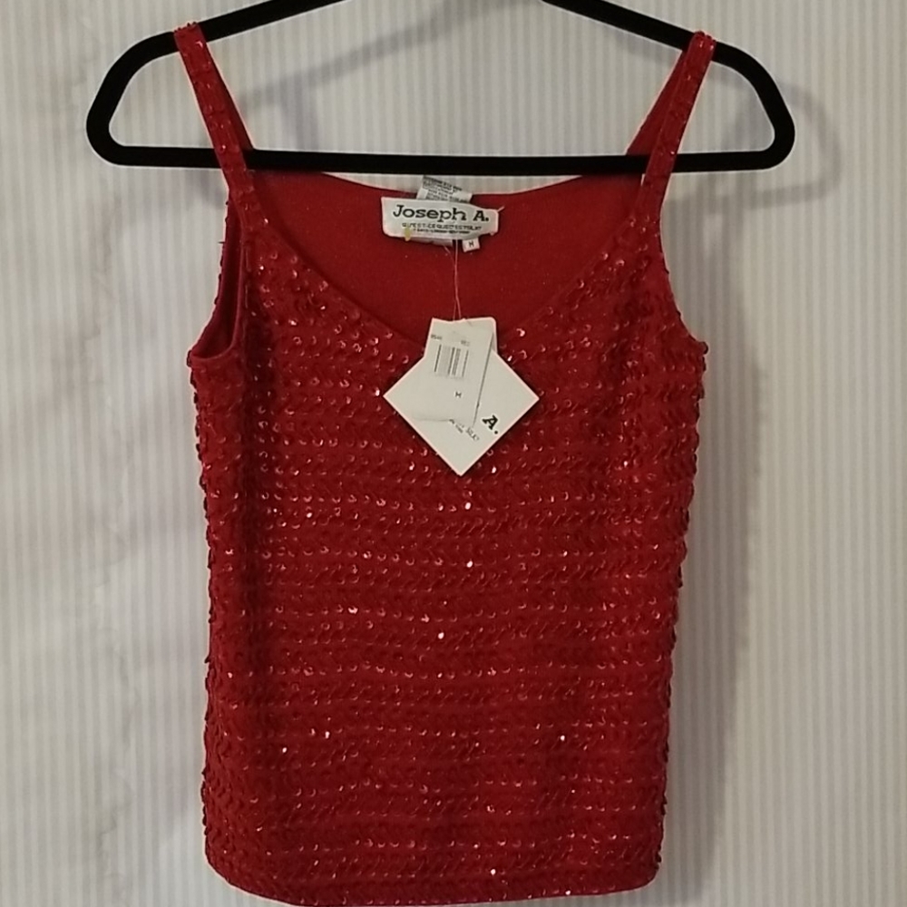 Ruby Red Sequin Camisole Medium - image 1